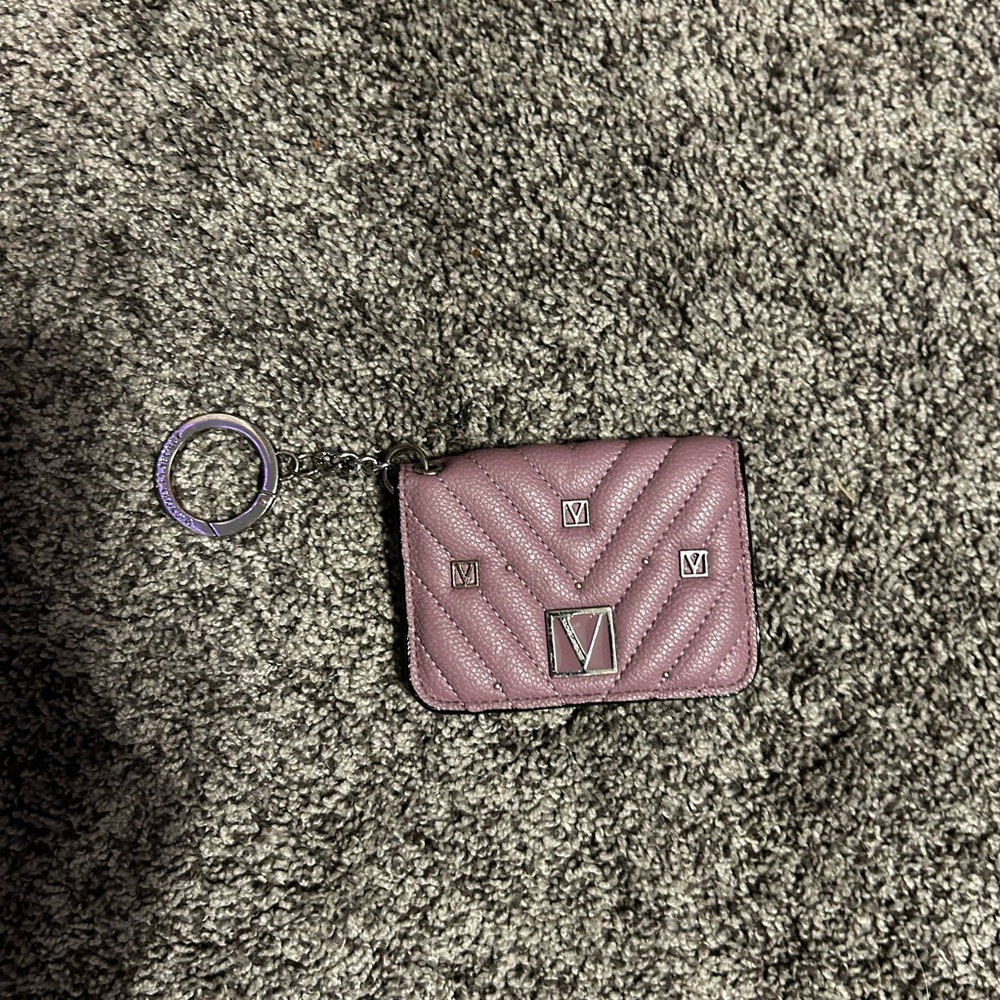 Purple Quilted Keychain Wallet